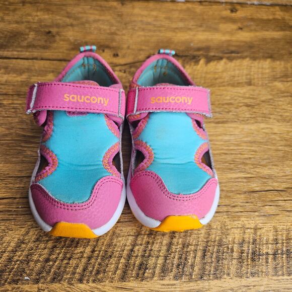 Saucony Quicksplash JR Pink Blue Slip on Watershoe sneaker sz 5.5M - Picture 5 of 9